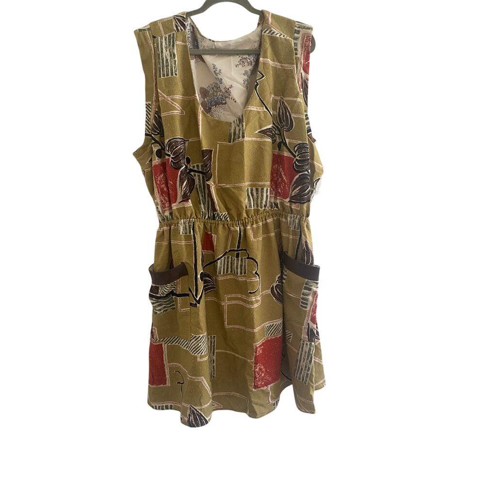 Reclaimed Linen pocket dress with leather trim XXXL New with tags